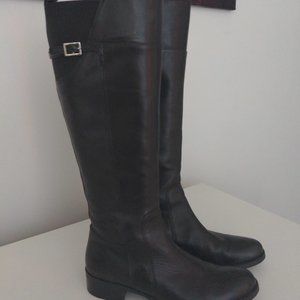 Browns knee high black leather boots